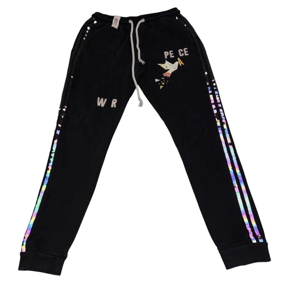 Fifth Loop Joggers Mens 29x29 S Black Reflective Peace Bird Graphic Festival